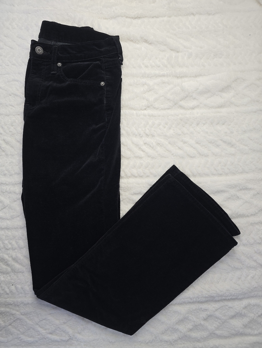 Gap Velvet Black Pants Baby Boot Mid Rise 5-Pocket Dressy Going Out 28/6R